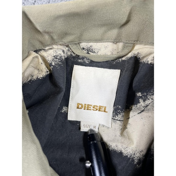 Diesel Jacket Mens Medium Beige Military Cotton Field Utility Button Pockets - Picture 8 of 14